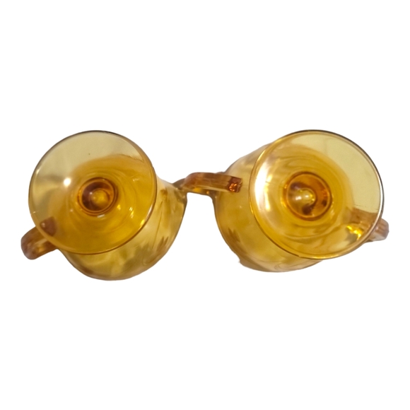 ⏳️Vintage⏳️RARE Cambridge Etch Cut Amber Glass Sugar & Creamer - Picture 2 of 9